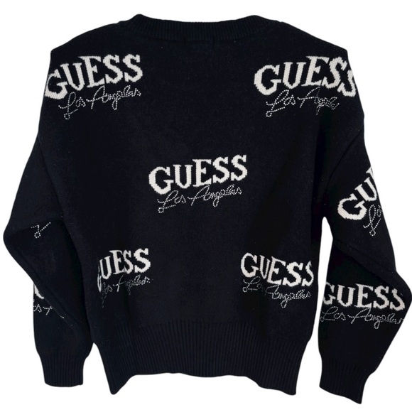 GUESS Black and White All Over Logo Crewneck Women’s Sweater Size Small - Picture 6 of 8